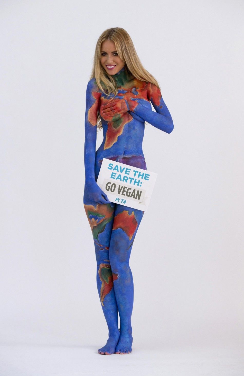 Model Renee Somerfield poses in body paint 