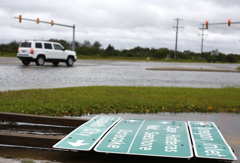 A downed sign is pictured after hurricane Arthur passed through in Nags Head, North Carolina July 4, 2014.  REUTERSChris Keane