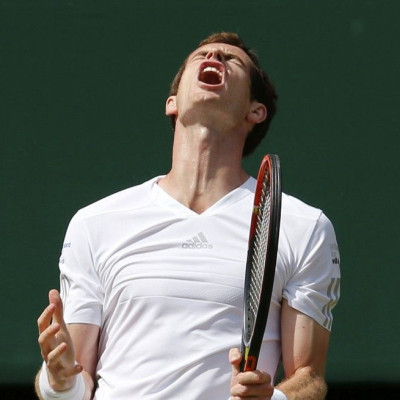 Andy Murray of Britain reacts during his men&#039;s singles quarter-final tennis match against Grigor Dimitrov of Bulgaria at the Wimbledon Tennis Championships, in London July 2, 2014.
