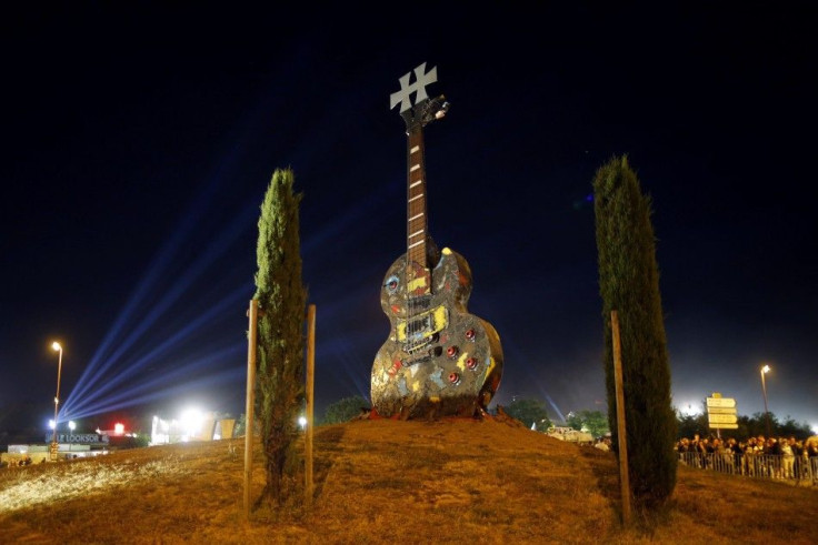 A giant guitar at a music festival 