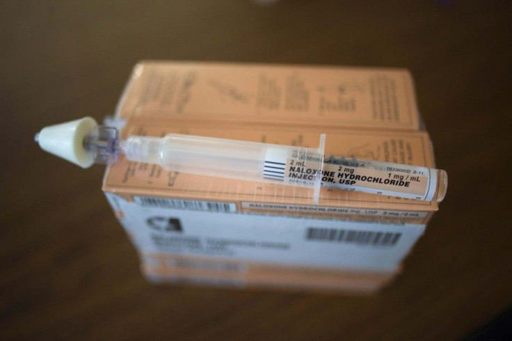 A nasal injection containing the overdose-reversing drug naloxone is seen at the police headquarters in Quincy