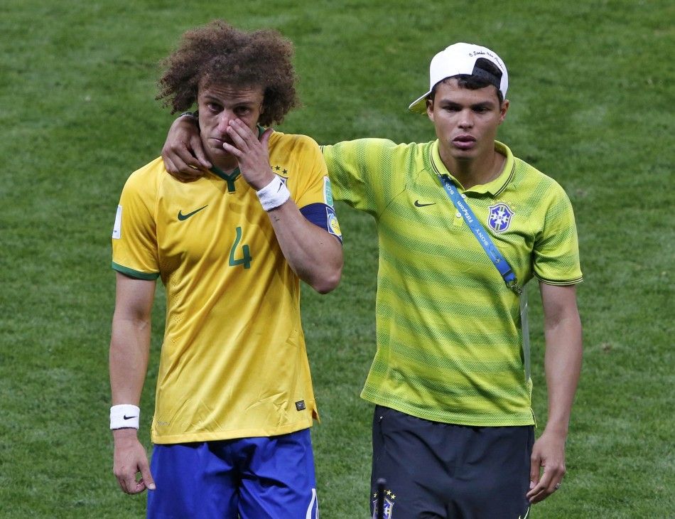Brazils David Luiz L and Thiago Silva