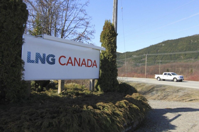The entrance to Shell's LNG Canada project site is shown in Kitimat in northwestern British Columbia on April 12, 2014. 
