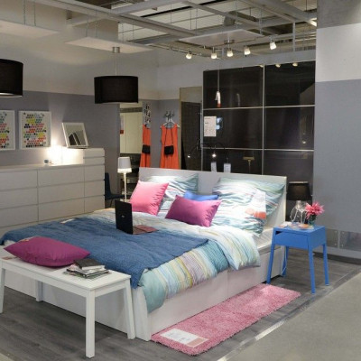 A bedroom set up is pictured in IKEA&#039;s first city centre store in Hamburg