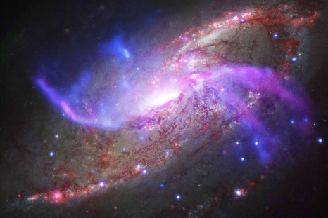 Composite image handout of the spiral galaxy NGC 4258