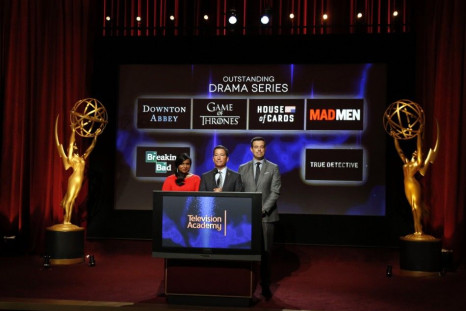 Television Academy Chairman and CEO Rosenblum, actress Kaling and television host Daly announce the nominees for Outstanding Drama Series in North Hollywood