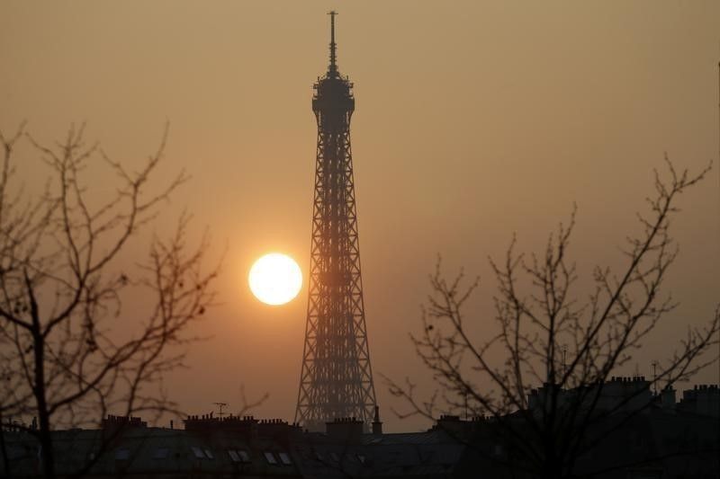 The Eiffel tower in Paris is pictured during sunset in France, March 14, 2014. 