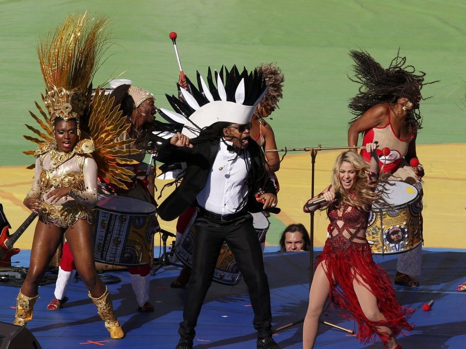 Shakira performs during the 2014 World Cup closing ceremony at the Maracana stadium in Rio de Janeiro