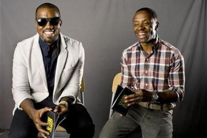 Entertainer Kanye West (L) and co-author of the book &#039;&#039;Thank You and You&#039;re Welcome,&#039;&#039; Sakiya Sandifer, pose for a portrait while promoting the book in New York May 22, 2009.