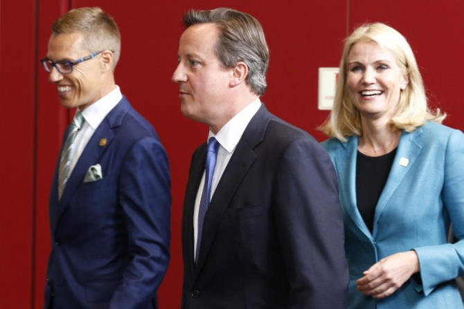 Britain's Prime Minister David Cameron with EU leaders in Brussels