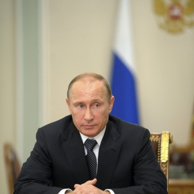 Russia's President Vladimir Putin chairs a meeting at the Novo-Ogaryovo state residence outside Moscow