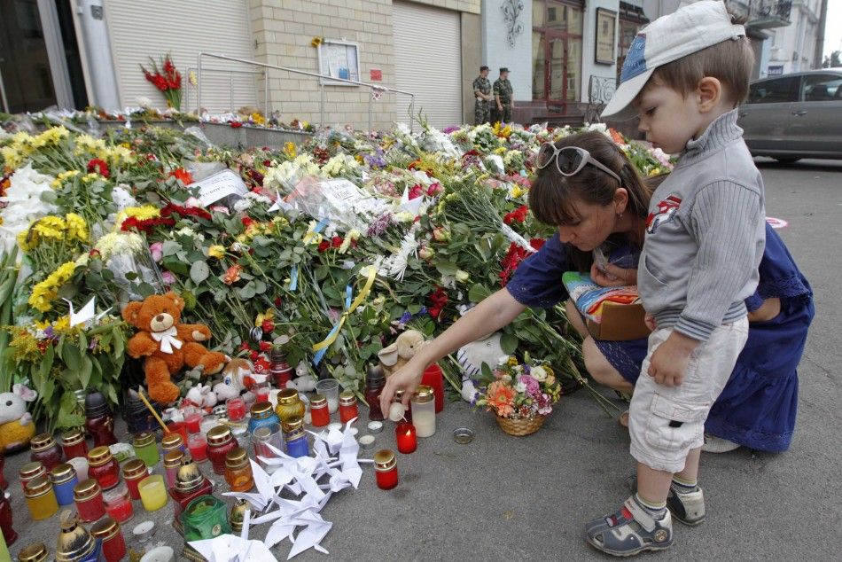 Malaysian Airlines Flight MH17 Memorial Outside the Dutch Embassy in Moscow