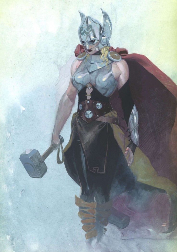 The female version of the Marvel comic book superhero character Thor is shown in this publicity image released to Reuters on July 15, 2014, courtesy of Marvel Comics