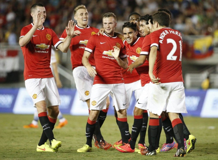 Manchester United players celebrate