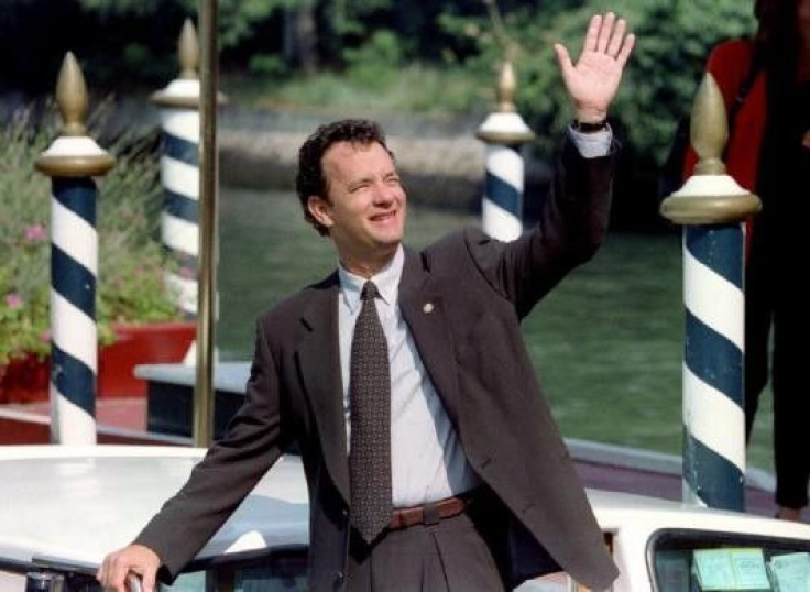 American star Tom Hanks on his arrival on the landing-stage of Venice Lido, September 2, 1995 to present the film &quot; Apollo 13 &quot; by director Ron Haward during the 52nd Venice Film Festival.