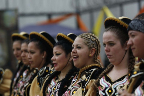 Women prisoners from the Ancon prison wait to participate in a dance competition