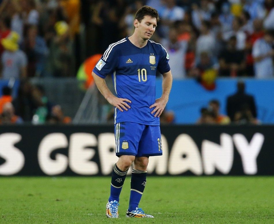 Argentina039s Messi reacts after Germany won their 2014 World Cup final at the Maracana stadium in Rio de Janeiro