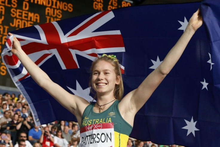 Eleanor Patterson of Australia celebrates after winning the gold medal in the women's high jump at the 2014 Commonwealth Games