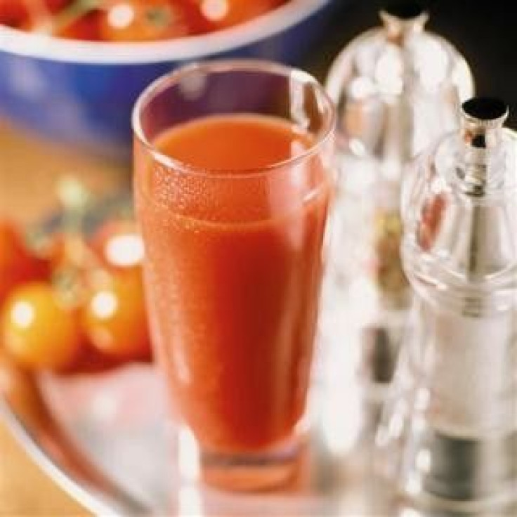 Tomato juice is seen in this undated handout photo