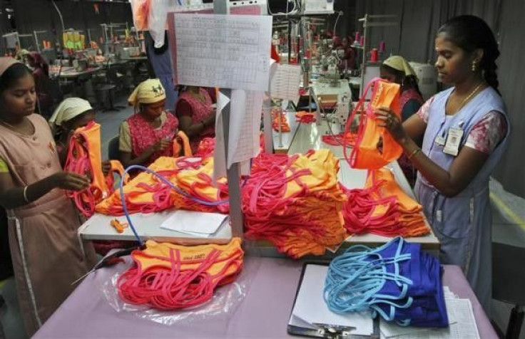Employees sort lingerie before packing them inside the Intimate Fashions factory in Kanchipuram district, 30 km (18 miles) south of Chennai, May 22, 2012.