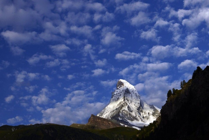 Clouds are pictured early morning on the Matterhorn mountain in the ski resort of Zermatt in the Swiss Alps