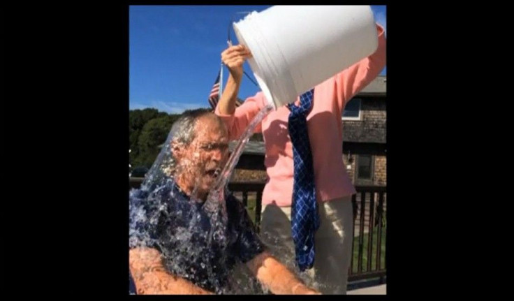 Former U.S. President George W. Bush takes the &quot;Ice Bucket Challenge&quot; which aims to raise money and awareness for ALS