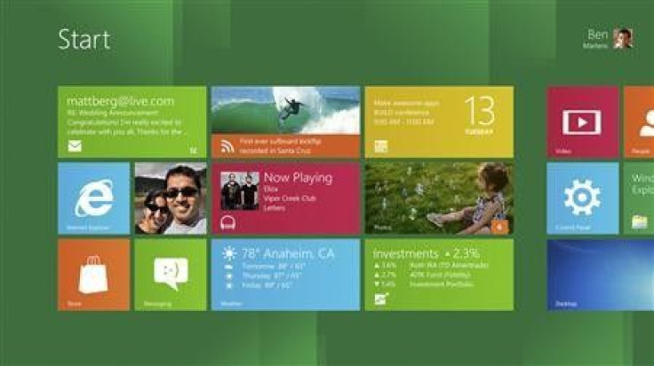 The Windows 8 home screen is shown in this publicity photo