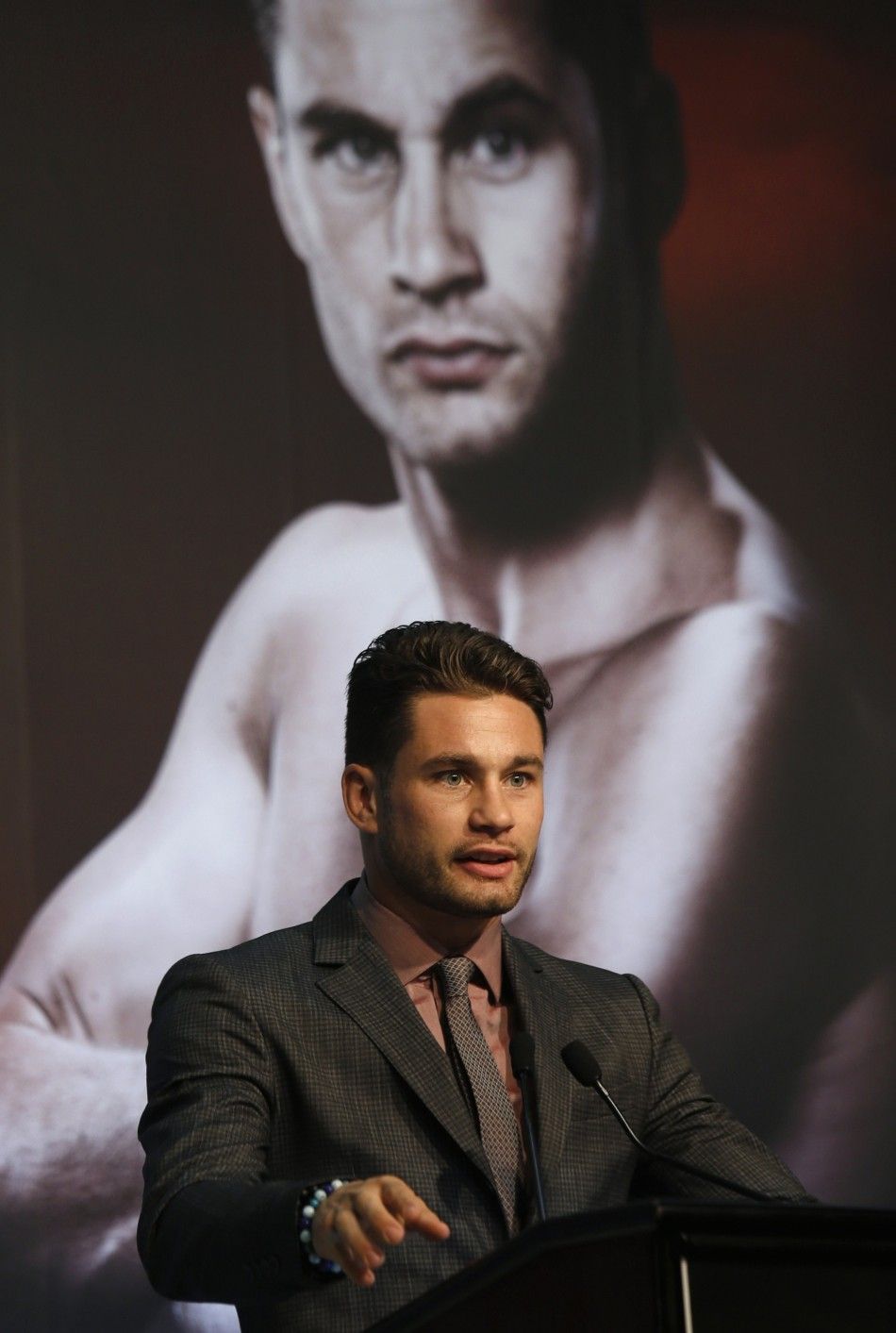 Chris Algieri from the United States attends a news conference at Venetian Macao 