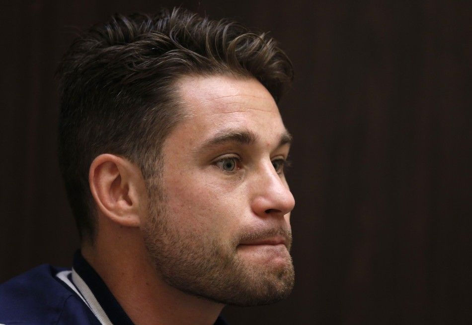 American professional boxer Chris Algieri reacts during an interview at Venetian Macao in Macau