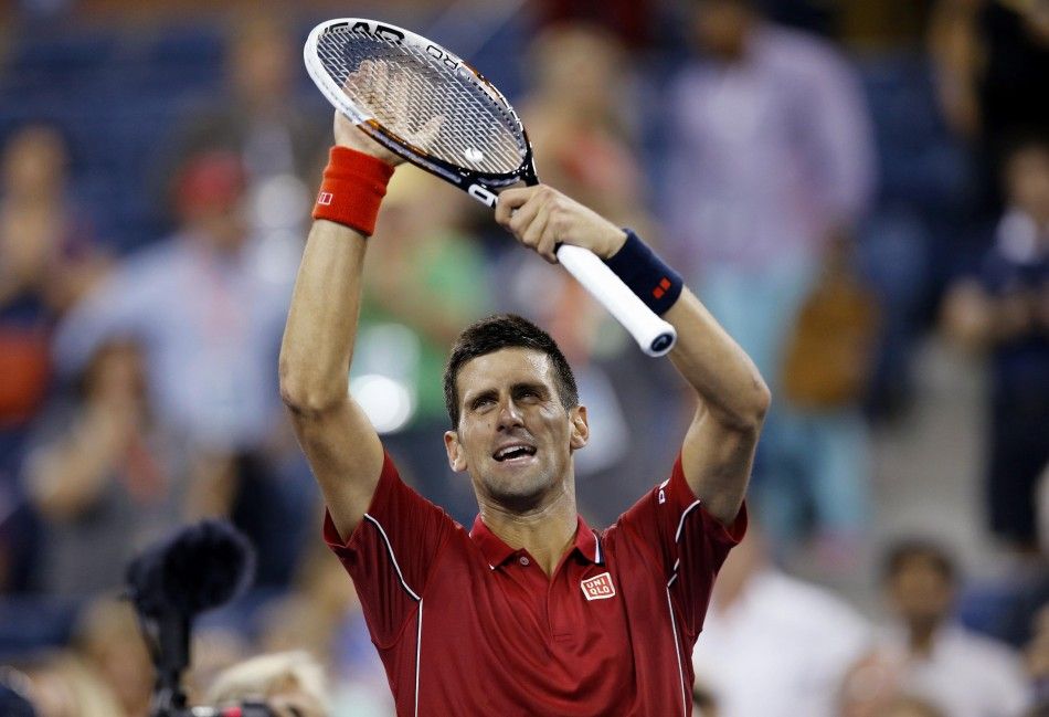 Novak Djokovic of Serbia celebrates his win over Diego Schwartzman of Argentina 