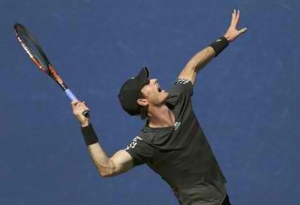 Andy Murray of Britain serves to Robin Haase of the Netherlands during their match at the 2014 U.S. Open tennis tournament in New York, August 25, 2014. REUTERSAdam Hunger