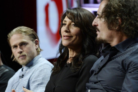 (L-R) Cast Members Charlie Hunnam, Katey Sagal And Kim Coates Of Drama The Series 'Sons Of Anarchy' Participate In A Panel Discussion During FX Networks' Portion Of The 2014 Television Critics Association Cable Summer Press Tour In Beverly Hills
