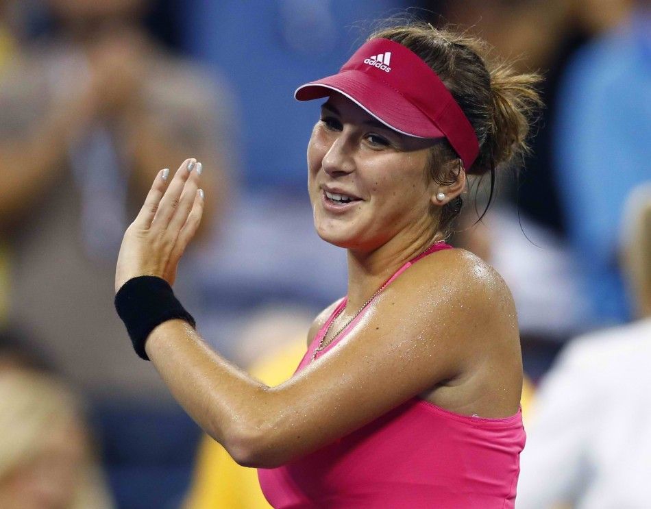 Belinda Bencic of Switzerland celebrates after defeating Jelena Jankovic of Serbia after their womens singles match at the 2014 U.S. Open tennis tournament in New York August 31, 2014. REUTERSAdam Hunger