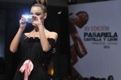 A model presents a creation by Spanish designer Esther Noriega