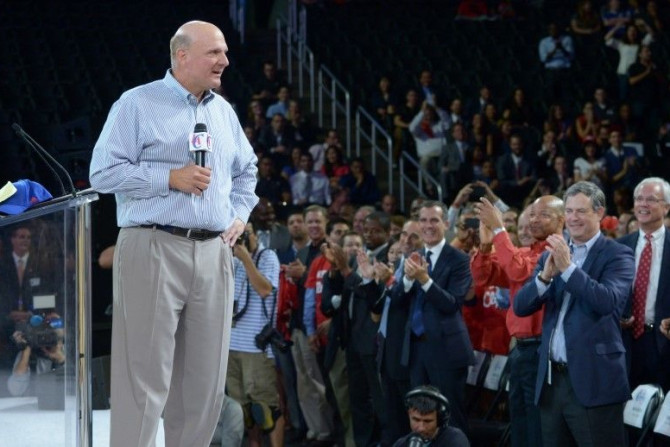 Aug 18, 2014; Los Angeles, CA, USA; Los Angeles Clippers owner Steve Ballmer at fan fest at Staples Center.