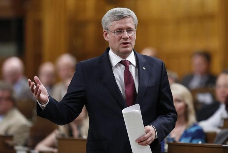 Canada&#039;s PM Harper speaks during Question Period in the House of Commons on Parliament Hill in Ottawa
