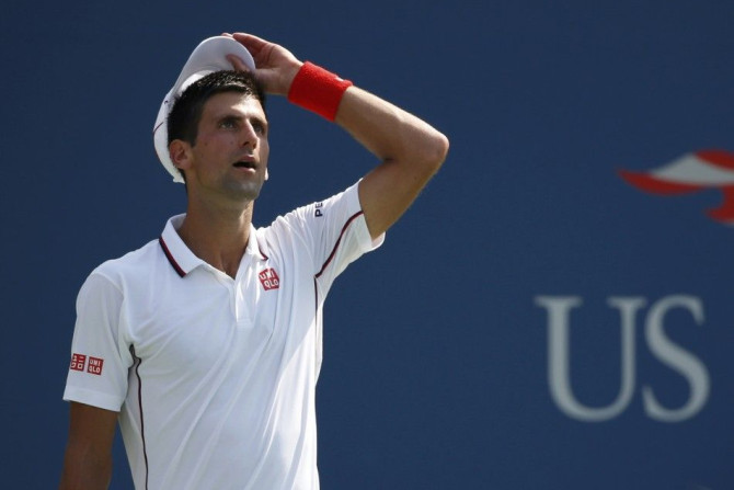 Novak Djokovic of Serbia reacts 
