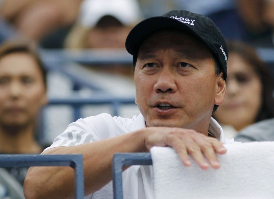 Michael Chang, coach of Kei Nishikori of Japan, watches