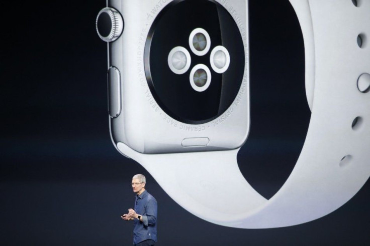 Apple CEO Tim Cook speaks during an Apple event announcing the iPhone 6 and the Apple Watch at the Flint Center in Cupertino