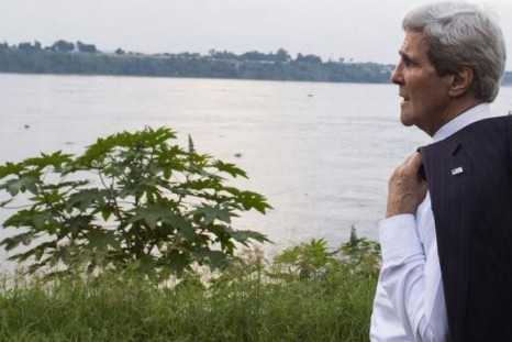 U.S. Secretary of State John Kerry looks at the Congo River near the residence of the U.S. Chief of Mission in Kinshasa