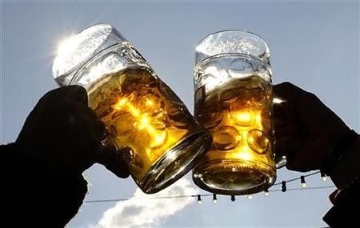 Visitors Toast each Other with Beer Glass