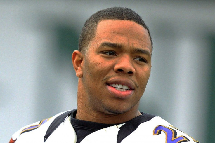 Baltimore Ravens running back Ray Rice warms up during the NFL&#039;s Super Bowl XLVII football practice in New Orleans, Louisiana in this January 30, 2013 file photo. The Ravens announced September 8, 2014 the team has terminated its contract with Rice a