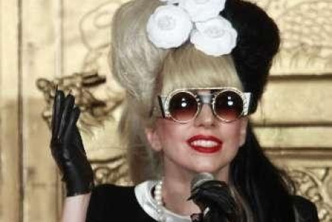 U.S. singer Lady Gaga speaks during a news conference in Taipei