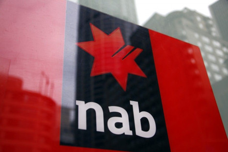 National Australia Bank logo is pictured on an automated teller machine in central Sydney