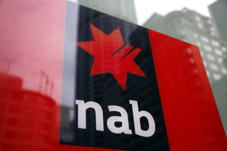 National Australia Bank logo is pictured on an automated teller machine in central Sydney