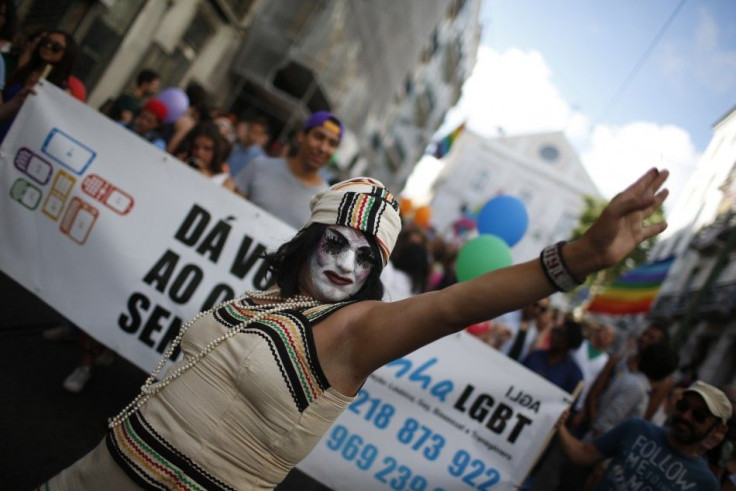 FaraDiva, a drag queen, performs during the Gay Pride Parade in Lisbon June 21, 2014.