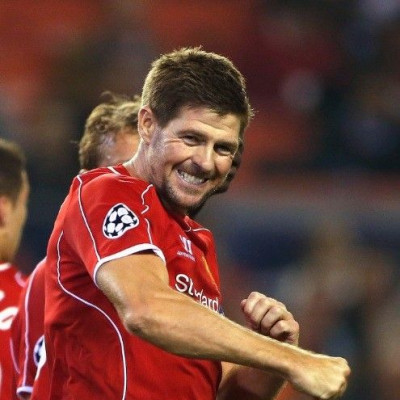 Liverpool's Steven Gerrard celebrates after scoring a penalty against Ludogorets during their Champions League soccer match at Anfield in Liverpool, northern England September 16, 2014.