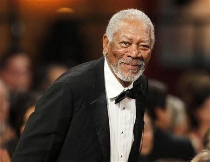 Actor Morgan Freeman Stands As He Is Introduced At The TV Land Cable Channel Taping Of The AFI Life Achievement Award Honoring Actress Shirley MacLaine In Los Angeles