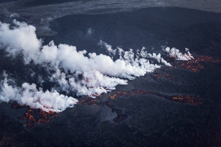 Picture shows magma along a 1-km-long fissure in a lava field north of the Vatnajokull glacier, which covers part of Bardarbunga volcano system, August 29, 2014. The eruption is at the tip of a magma dyke around 40 km from the main Bardarbunga crater and 
