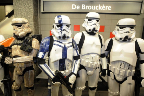 Participants Wearing Star Wars Costumes Wait For A Metro Train.